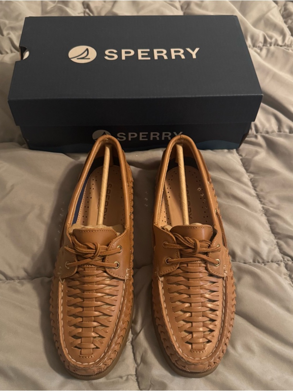 Sperry Women's Woven Leather Loafers — Cognac